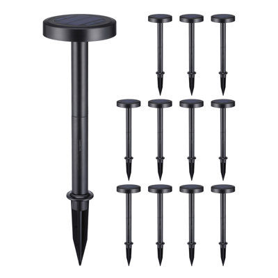 Daybreak Solar Path Lights, Dusk to Dawn Outdoor Pathway Light, Round, Black