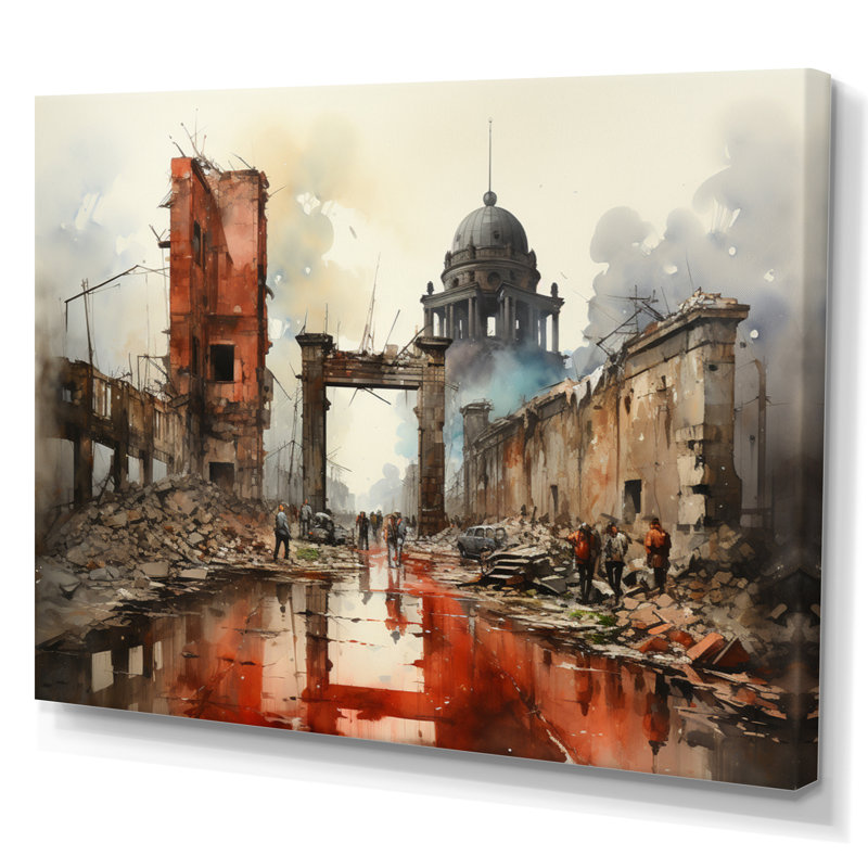La chute du mur de Berlin II sur toile, H 30 po x l 40 po x P 1,5 po, Toile tendue