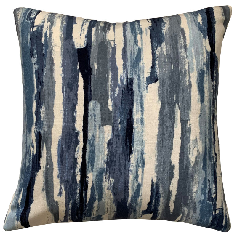 Abstract Reversible Throw Pillow, 26" x 26", Aqua /Cream