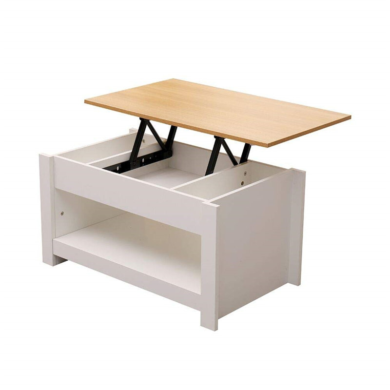 Lift Top Frame Coffee Table with Storage, White