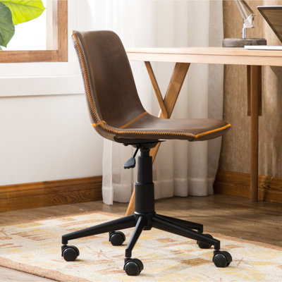 Chaise pivotante en similicuir 360, brun antique - option de levage pneumatique, revêtement confortable et élégant, fabrication en acier noir mat pour chaise de bureau, siège avec cadre