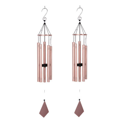2-PC Gift Set ICE ARMOR 36" Long Tuned Pink Metal Wind Chime Figurine Statue Sculpture Ornament Decoration Home/Room/Garden Decor for Housewarming, Holidays, Christmas Special   