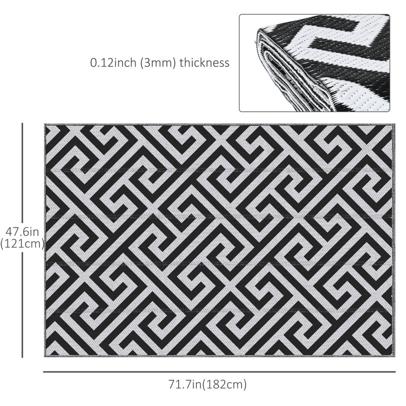 Tapis intérieur / extérieur rectangulaire Kolee, Rectangle 4pi x 6 pi