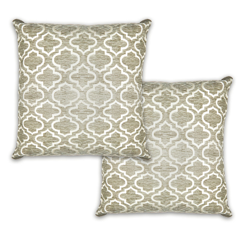Yuliana Geometric Square Throw Pillow Cover, Silver