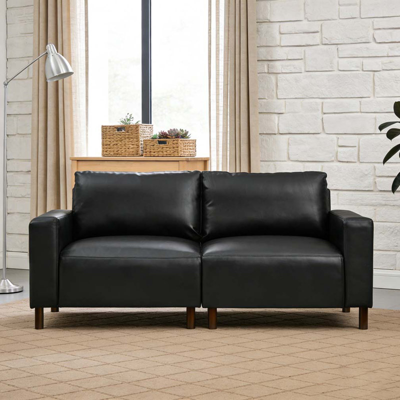 Grand canapé 78,5 po en similicuir PU, 2, Noir