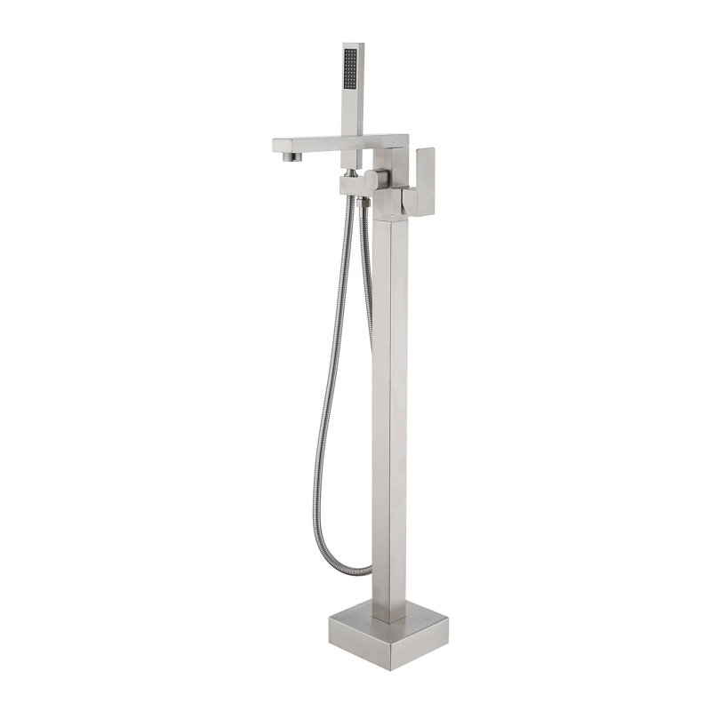 Robinet de baignoire sur pattes à poignée simple, Nickel brossé