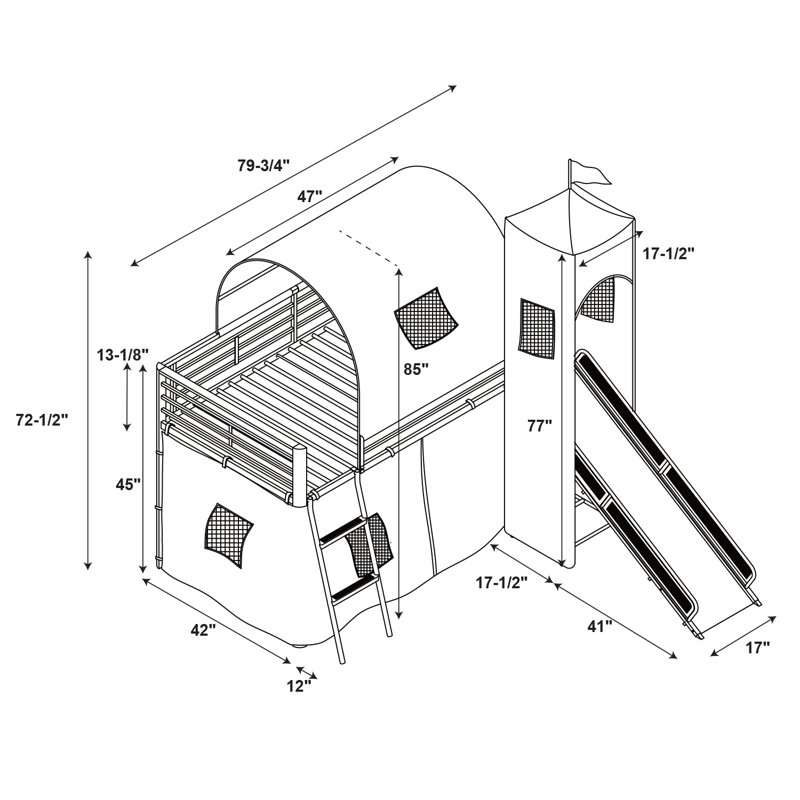 Lit simple mezzanine bas Braylee