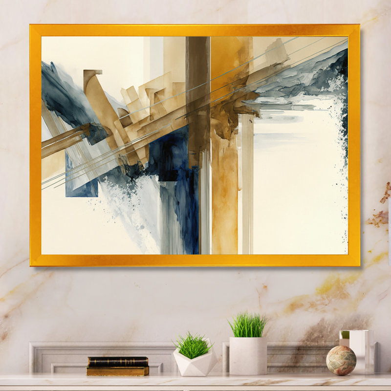 «Modern Watercolor Abstract II», impression sur toile, Cadre doré simple, H 12 po x l 20 po x P 1 po