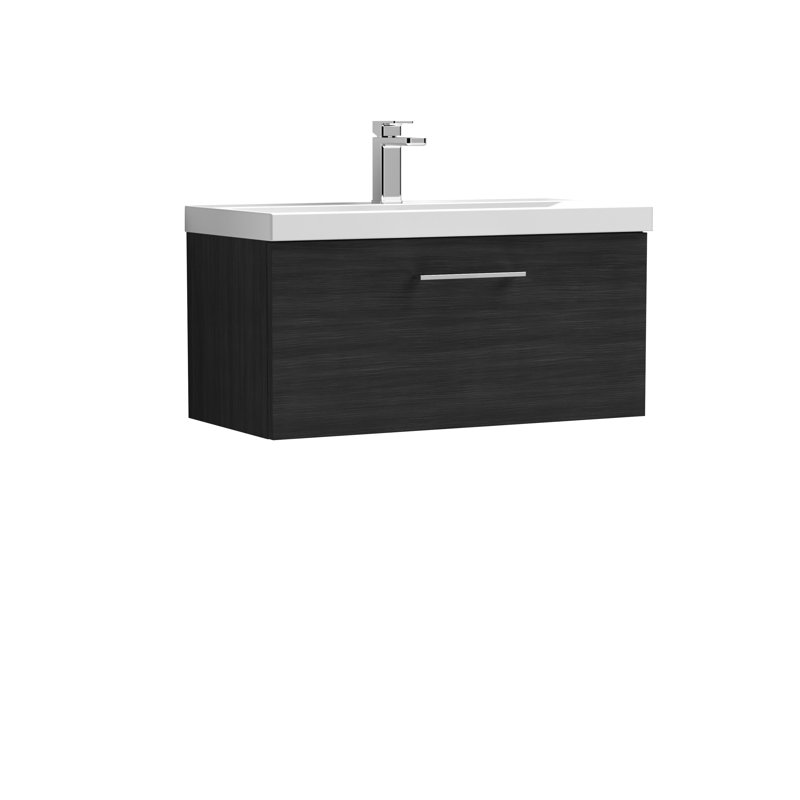 Arno 810mm Single Bathroom Vanity with Integrated Vitreous China Basin, Charcoal Black