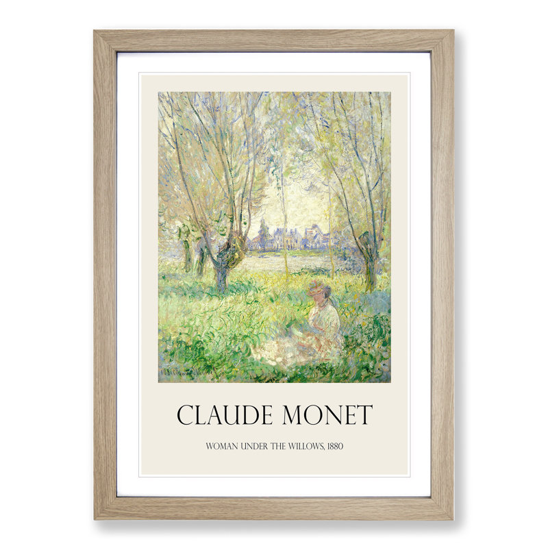 Woman Under the Willows Print by Claude Monet - Picture Frame Painting, Oak, 48cm H x 36cm W x 2cm D