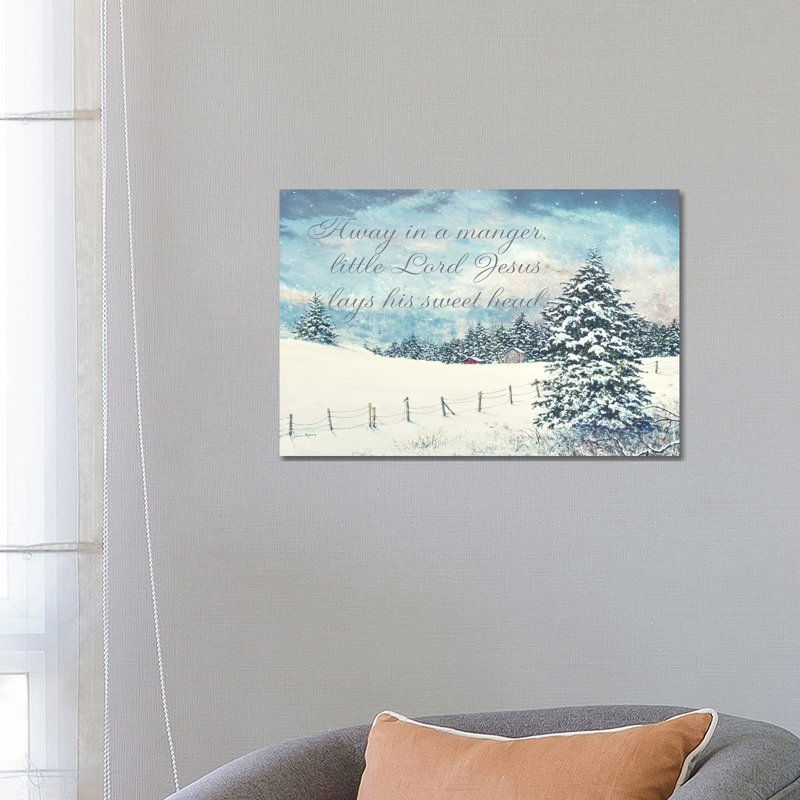 «Away in a Manger» par James Redding - Art textuel sur toile tendue, H 18 po x l 26 po x P 1,5 po
