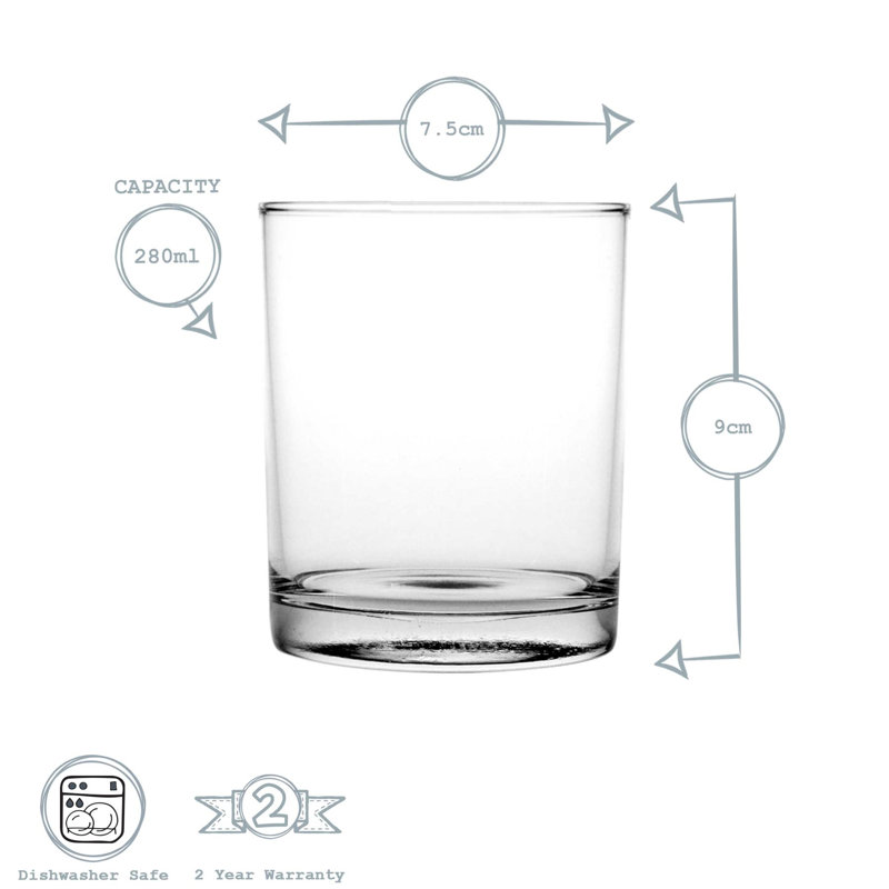 Argon Tableware - Classic Whisky Glasses - 280ml - Clear, 6