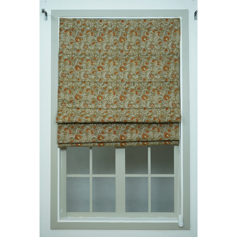 Handcrafted Block Print Roman Shades – Luxurious Collection, Kundanvan, Rust, 42"W x 108"L