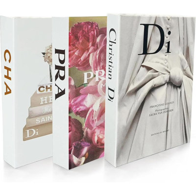 Set Of 3 Decorative Faux Books For Home Decor Designer Hard Cardboard Coffee Table Bookshelf