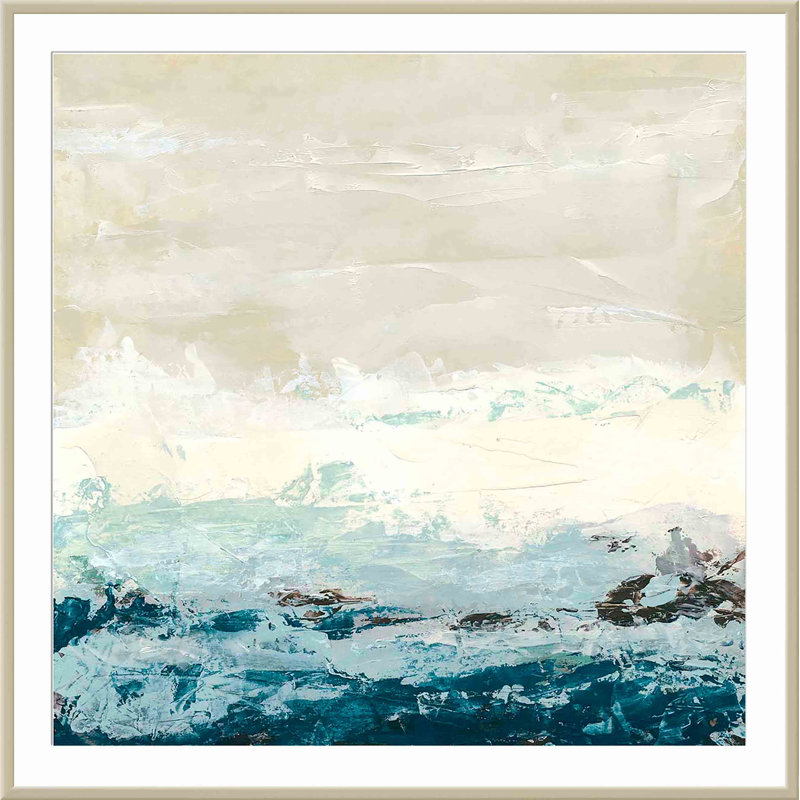 «Coastal C Courants I» par June Erica Vess - peinture encadrée, H 34,09 po x l 34,09 po x P 1,1 po, Argent allemand