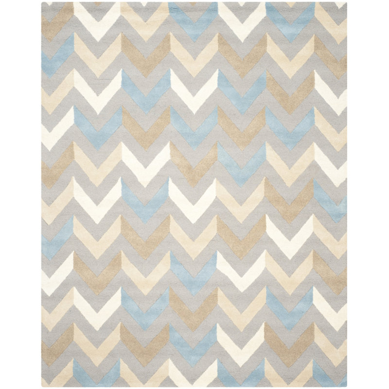 Aundray Hand Tufted Wool Chevron Rug, Rectangle 6' x 9'