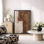 Style Mid-Century brun foncé, formes abstraites neutres, grand cadre rustique, décor minimaliste M20-101791375-101791377-119461018