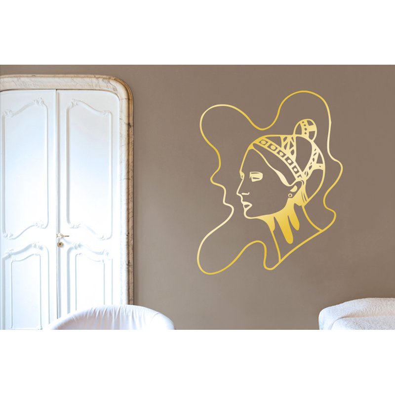 Art Nouveau Women Wall Sticker, Shiny Gold, Large