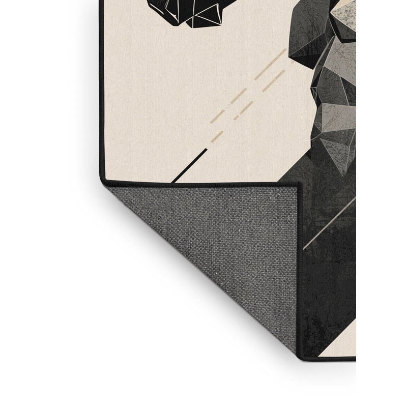 Tapis beige à motif géométrique doux et moelleux de style Minotaure, 8 x 12