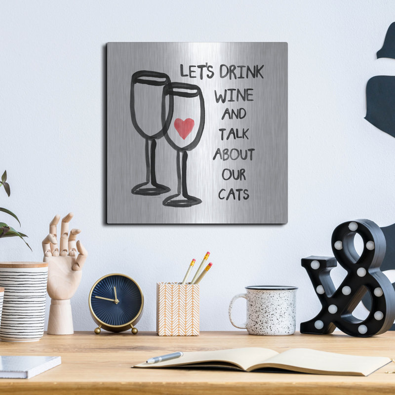 «Wine And Cats» par Linda Woods, H 12 po x l 12 po