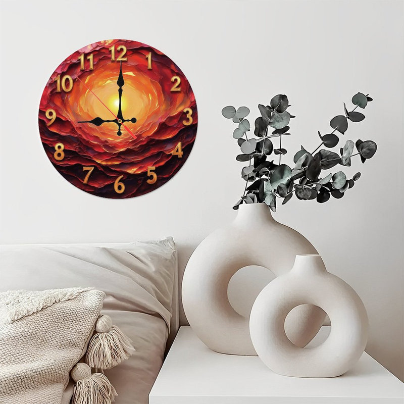 Horloge avec tunnel coucher de soleil ardent