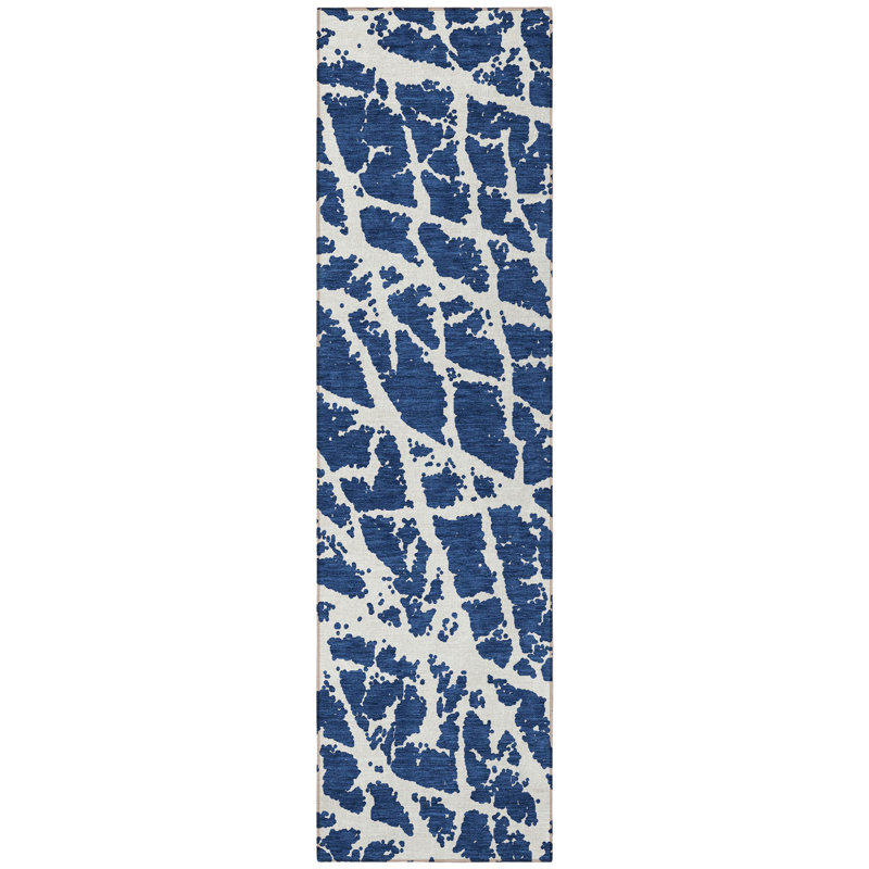 Tapis de couloir intérieur et extérieur bleu 8 pi