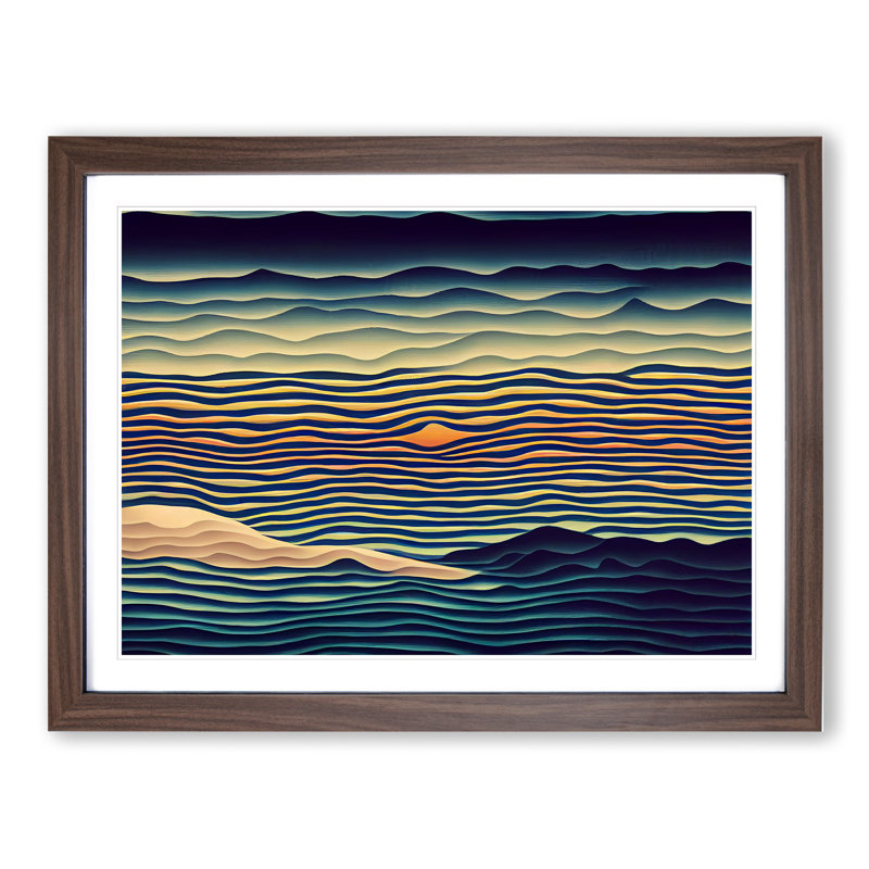 Exquisite Abstract Mountains - Single Picture Frame Print, 46cm H x 64cm W x 2cm D, Walnut