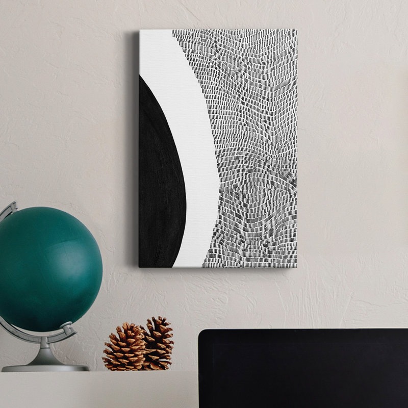 «Black & White Abstract II», reproduction sur toile tendue, H 27 po x l 18 po x P 1,5 po