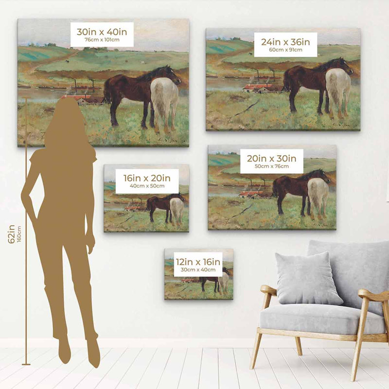 Cheval brun, art mural 4840, H 12 po x l 16 po, Cadre flottant noir