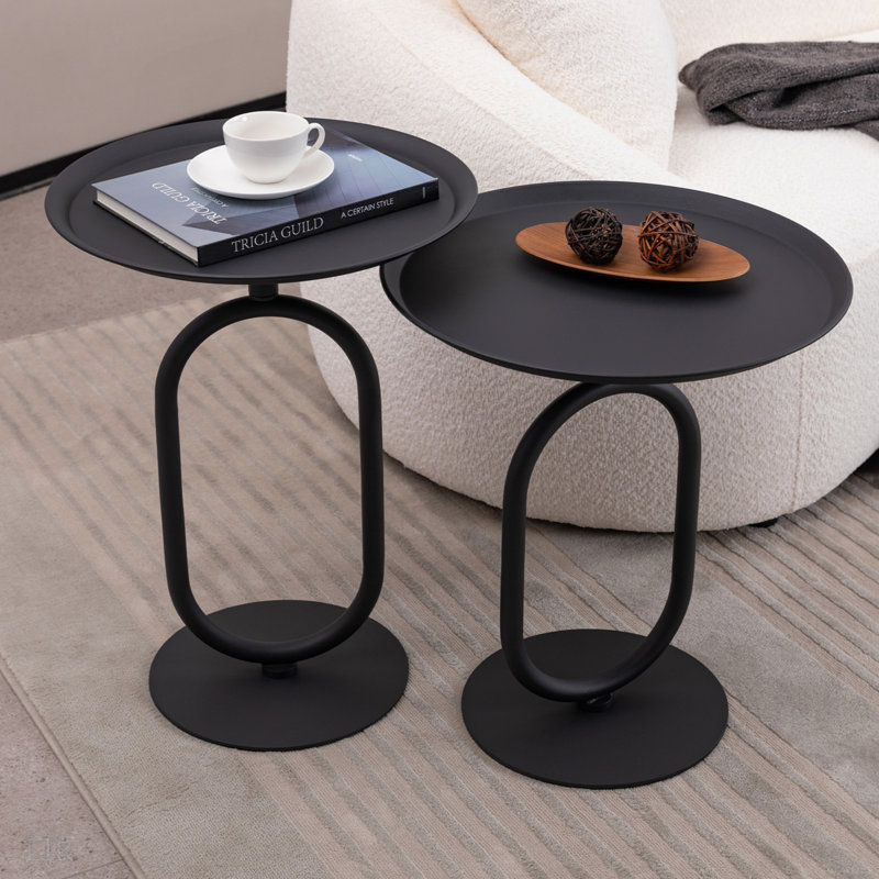 Table de bout en forme de lanterne en métal, petite table d'appoint ronde, table basse moderne à cocktail, petit piédestal d'appoint pour petits coins de salon, hauteur de 21,3 po