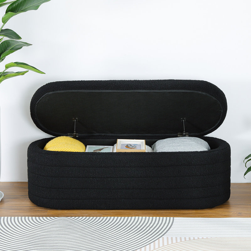 Banc de rangement rembourré et rembourré Matt , Noir