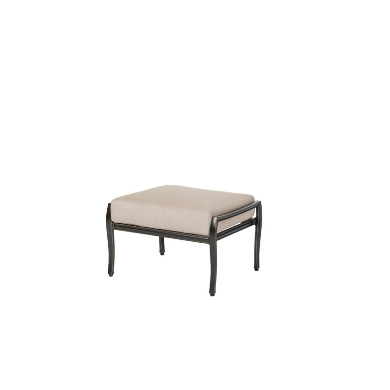 Edge Outdoor Ottoman, Canvas Heather Beige Sunbrella® Canvas, Midnight Gold