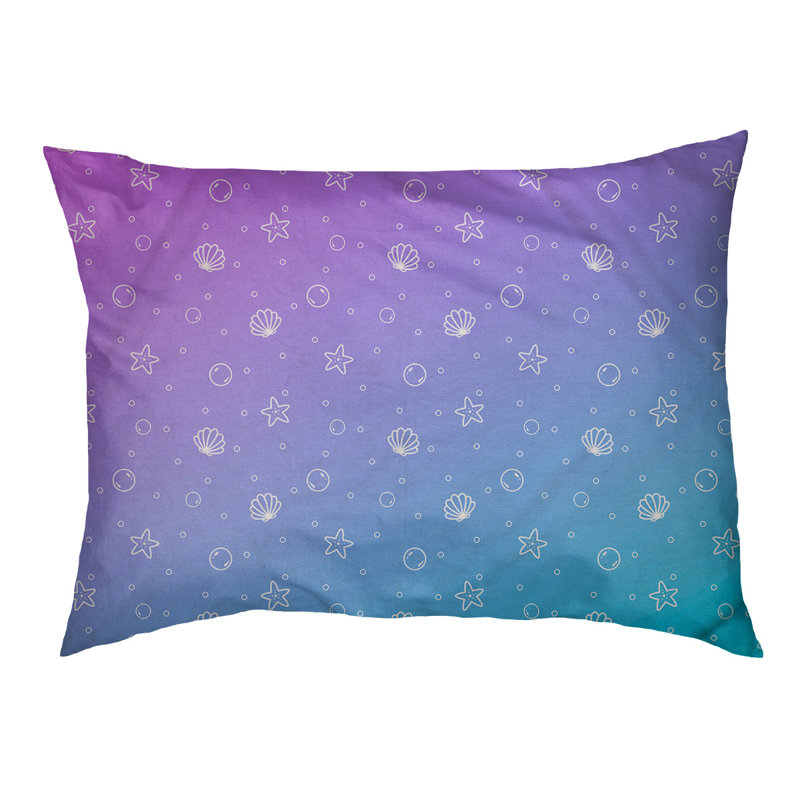 Coussin pour chien intérieur / extérieur Byrge Seashell, Moyen (l 29,5 po x P 19,5 po x H 9,5 po), Mauve / bleu sarcelle