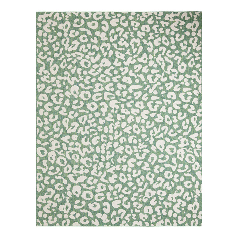 Tonquin Animal Print Machine Woven Polypropylene Indoor / Outdoor Area Rug in Blue/Gray, Square 6'1"