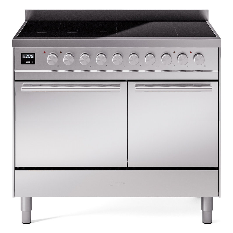 Cuisinière à induction ILVE Professional Plus II 40 pouces avec 6 éléments à induction (porte vitrée), Acier Inoxydable