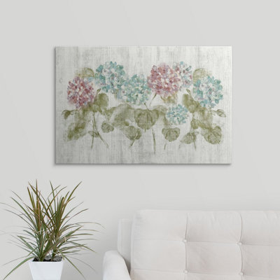 " Virant Row Of Hydrangea On Wood " by Cheri Blum
