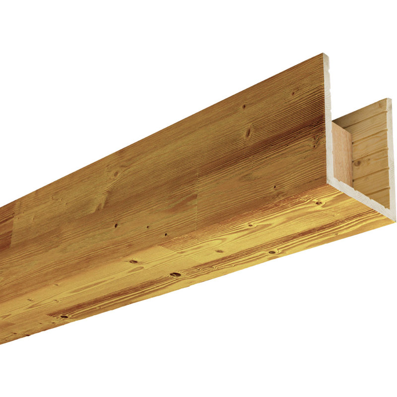 Poutre en bois brossé AmeriCraft, 3 côtés (poutre en U), l 9 1/2 po x H 7 1/2 po x L 36 po, finition pacane dorée, pin teinté