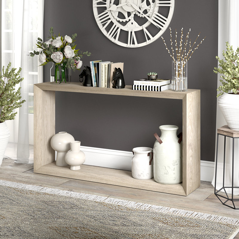 Osmond 55" Wide Rectangular Console Table, Antiqued Gray Oak