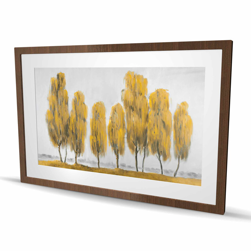 Seven Abstract Yellow Trees - Framed Matted Print for Decor