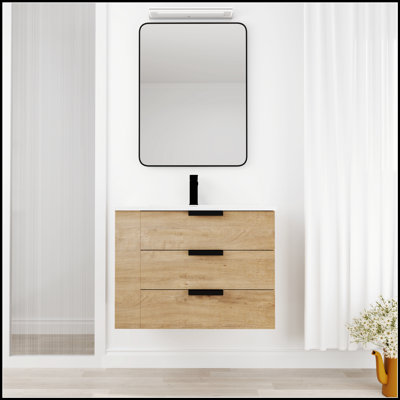 Meuble-lavabo moderne de 30 po avec plateau, structure durable et design élégant pour un rangement efficace et un décor élégant.