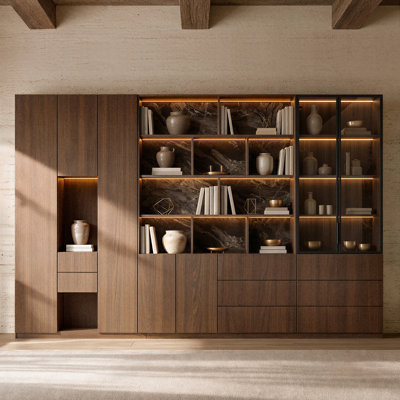 Aarti 92.5'' H Three-Piece Bookcase With Led Lighting