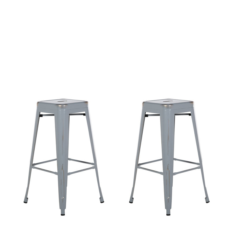 Iowa Park Counter Stool with Metal Frame, Silver