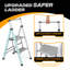 Tabouret pliant en échelle à 2 marches avec poignée, large marchepied plateforme, pieds antidérapants, capacité de charge de 330 lb-1996086622
