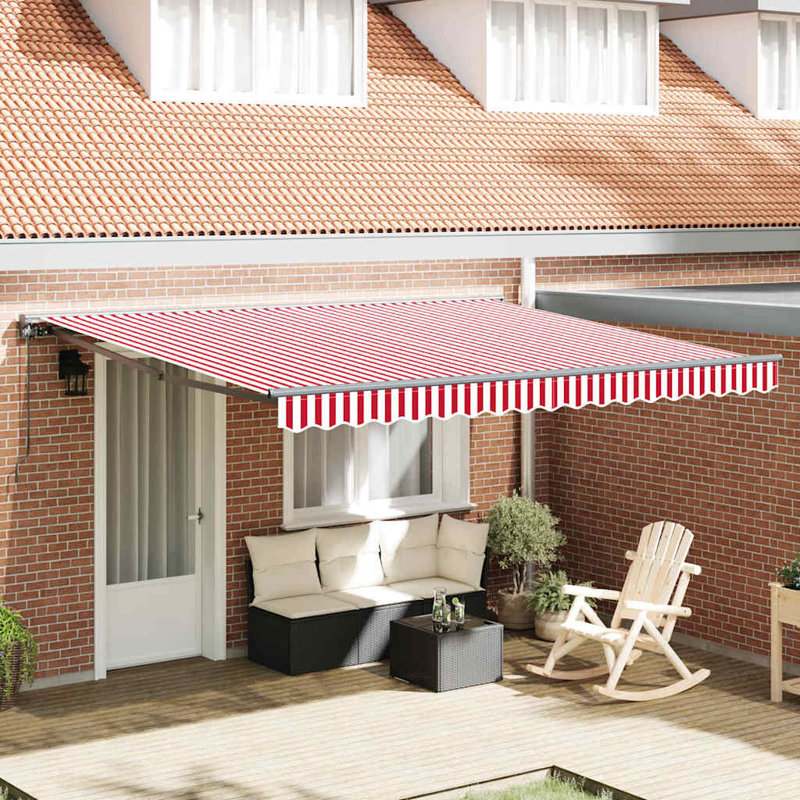 Brayden Studio 300cm D Fabric Cover Retractable Door / Window Awning, 400 cm W x 300 cm D, White/Red/Anthracite