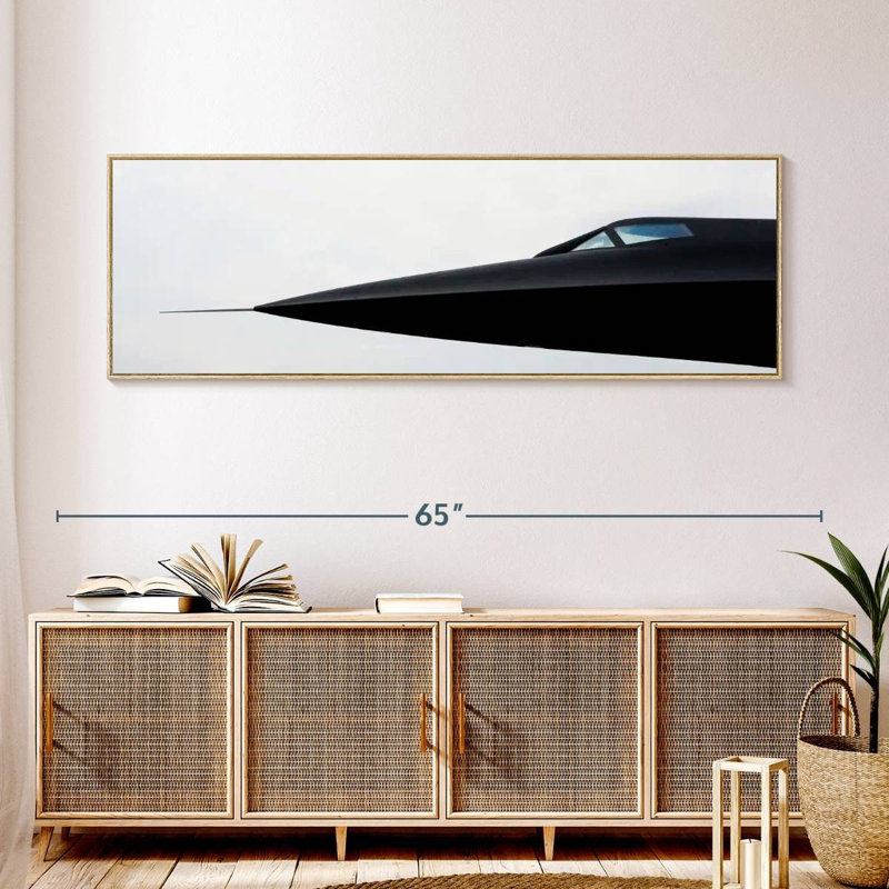 Avion militaire Blackbird, Cadre flottant en bois naturel, 57 po x 19 po
