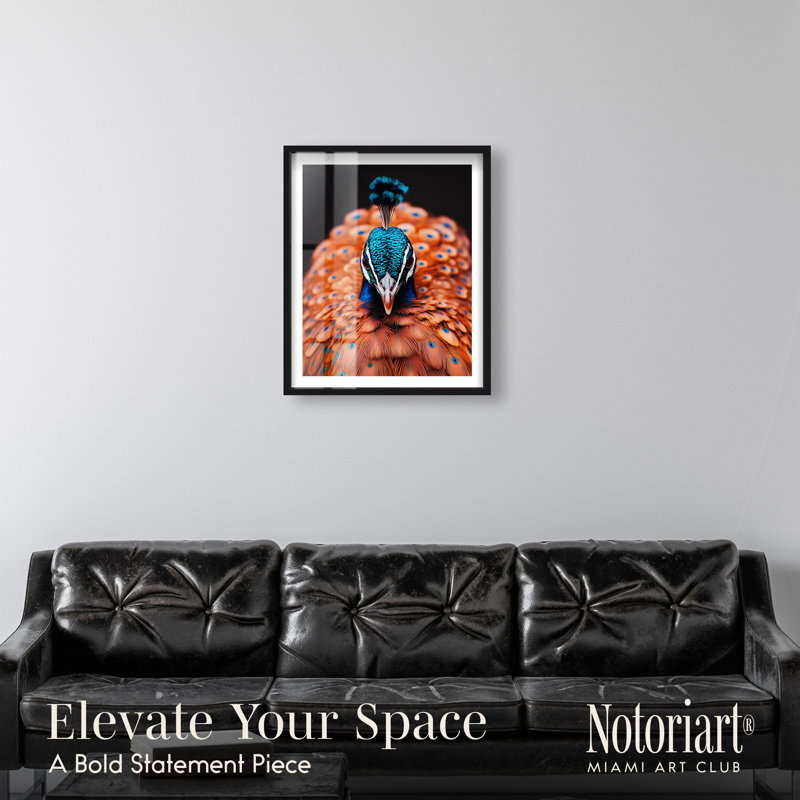 Art mural de salon Fiery Peacock II Shadowbox par Notoriart, cadre noir, 24 x 30, H 31 po x l 25 po, Cadre noir