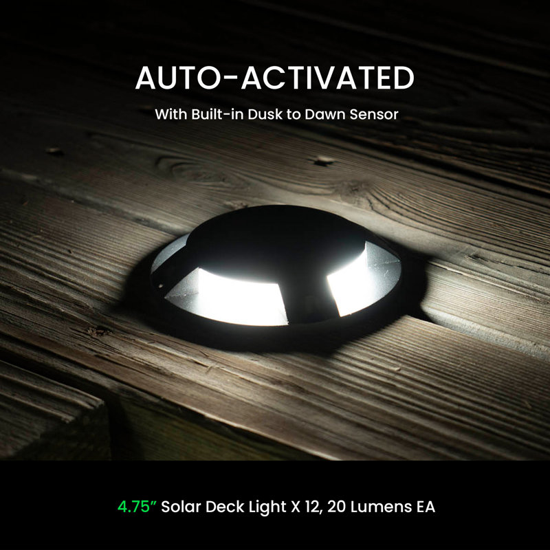 Black Solar Powered Dusk to Dawn LED Deck Lights Multipack