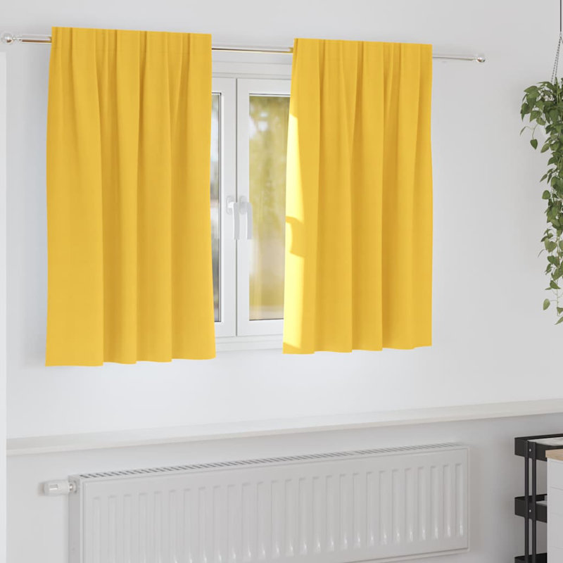 Blackout Curtain Pair, Mustard Yellow, 140cm Width x 140cm Drop