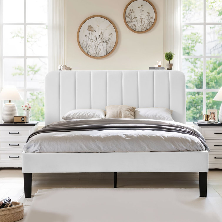 Auxter Upholstered Platform Bed Frame with Adjustable Headboard No Box Spring Needed