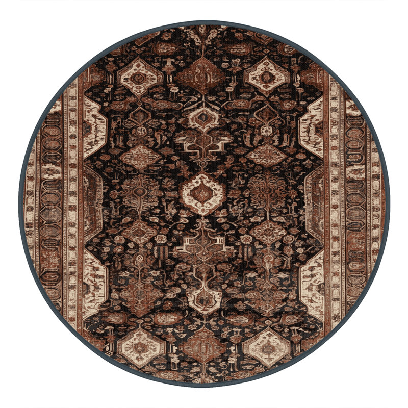 Tapis brun lavable à la machine, Rond 7 pi